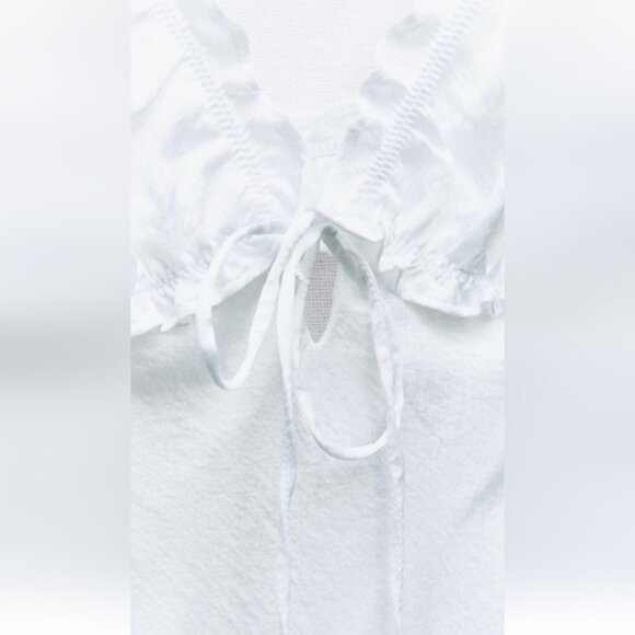 ZARA RUFFLED SATIN EFFECT MIDI DRESS - Picture 5 of 9